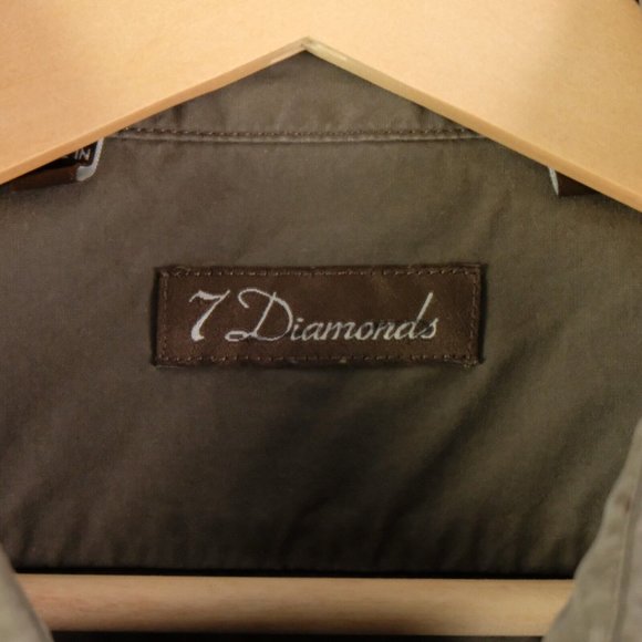 7 Diamonds Shirt Mens Large Brown Button Up Safari Pockets Outdoor Stretch - Picture 8 of 12